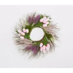 Worth Imports 22 in. Pink and Purple Tulip and Lavender Silk Wreath on Natural Twig Base thumbnail 1