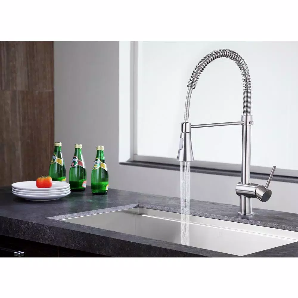 ANZZI Carriage Single Handle Kitchen Faucet, Brushed Nickel, Modern Deck Mount