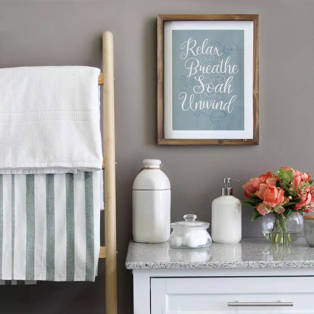 Stratton Home Decor Relax, Breathe, Soak, Unwind Framed Bath Wall Art