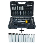 Stanley 107-Piece Mechanic Tool Set with 1/4 in. & 3/8 in. Drive and Bonus 10-Piece SAE Deep Socket Set thumbnail 1