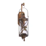 LITTON LANE Old World Riveted Burnished Bronze Iron Candle Sconce with Fleur-de-lis Motif thumbnail 2
