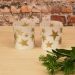 LUMABASE Gold Stars Battery Operated LED Candles with Frosted Glass, 2-Count thumbnail 2