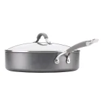 Circulon Elementum 5 qt. Hard-Anodized Aluminum Nonstick Saute Pan with Glass Lid, Oyster Gray thumbnail 4