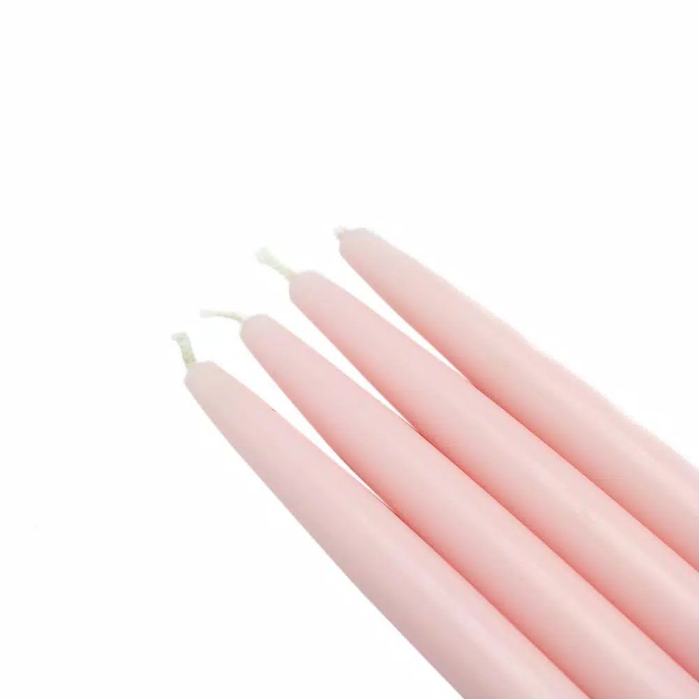Zest Candle 6 in. Light Rose Taper Candles, Unscented Paraffin, 12-Set
