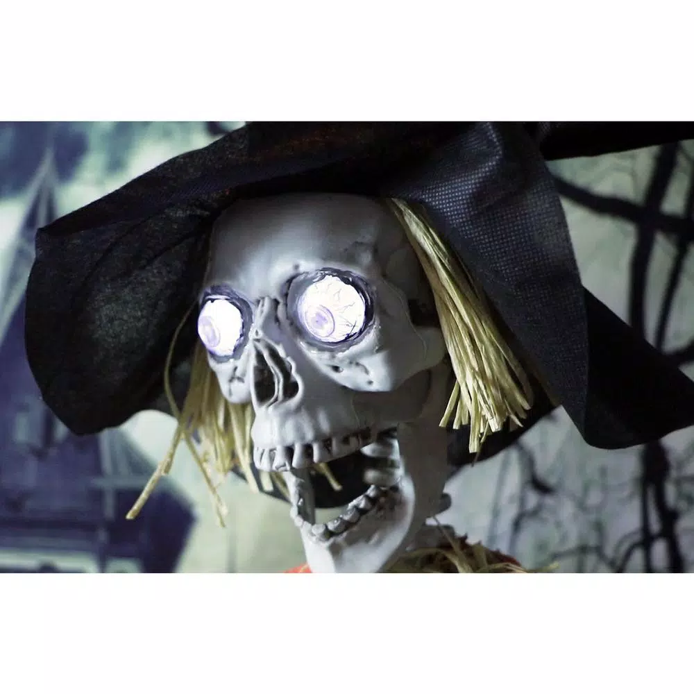 Haunted Hill Farm 5 ft. Animated Skeleton Scarecrow Halloween Prop