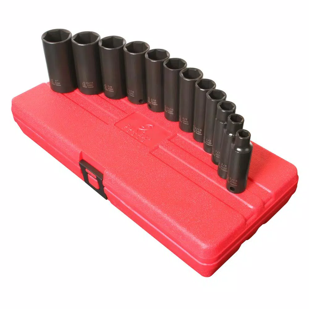 SUNEX TOOLS Sunex 3/8 in. Drive SAE Deep Impact Socket Set, 12-Piece