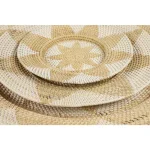 LITTON LANE Set of 3 Round Palm Wicker Basket Wall Trays - Beige and White Floral Star Design thumbnail 3