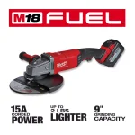 Milwaukee M18 FUEL 7/9 in. Brushless Cordless Large Angle Grinder Kit with 12.0 Ah Battery & Rapid Charger thumbnail 3