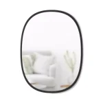 Umbra Hub 24 x 18 in. Oval Modern Framed Wall Mirror - Black thumbnail 1