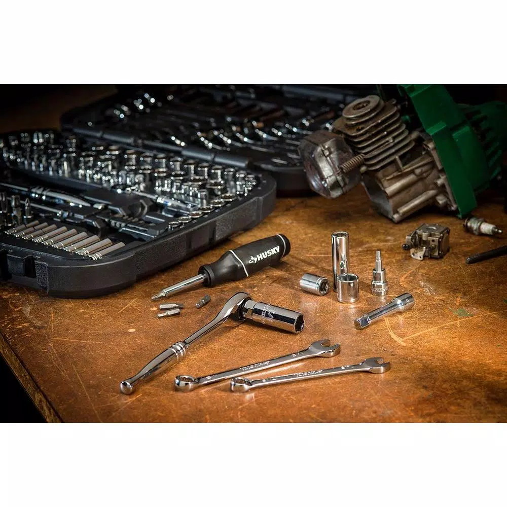 Husky 194-Piece Mechanics Tool Set with 72-Tooth Ratchets and Chrome Alloy Steel Sockets