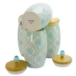 Urban Market Life On the Farm 4-Piece Durastone Kitchen Canister Set with Lids, Blue Abstract Design thumbnail 2