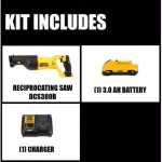 DEWALT 20V MAX Cordless Reciprocating Saw Kit with 3.0 Ah Battery and Charger thumbnail 2