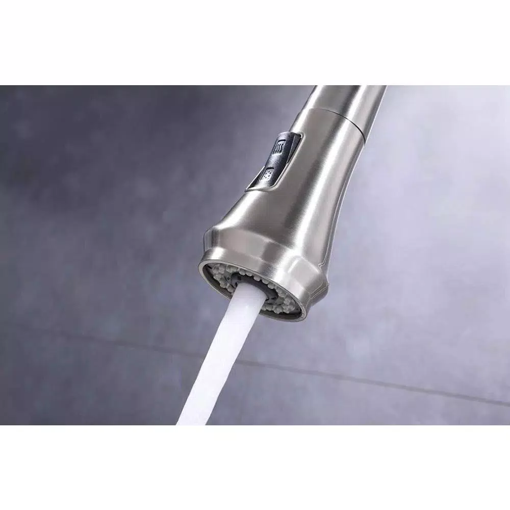 Vanity Art Brushed Nickel Single-Handle Pull-Down Kitchen Faucet with Spray Wand