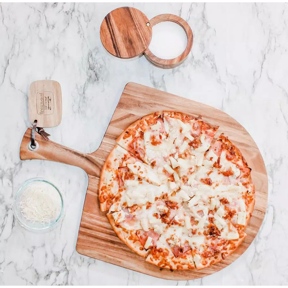 Ironwood Gourmet Acacia Wood Pizza Peel - 14 Inch Serving Board & Pizza Tool