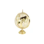 LITTON LANE 25 in. Gold Metal Spinning Decorative Globe with Hammered Topographical Design thumbnail 2