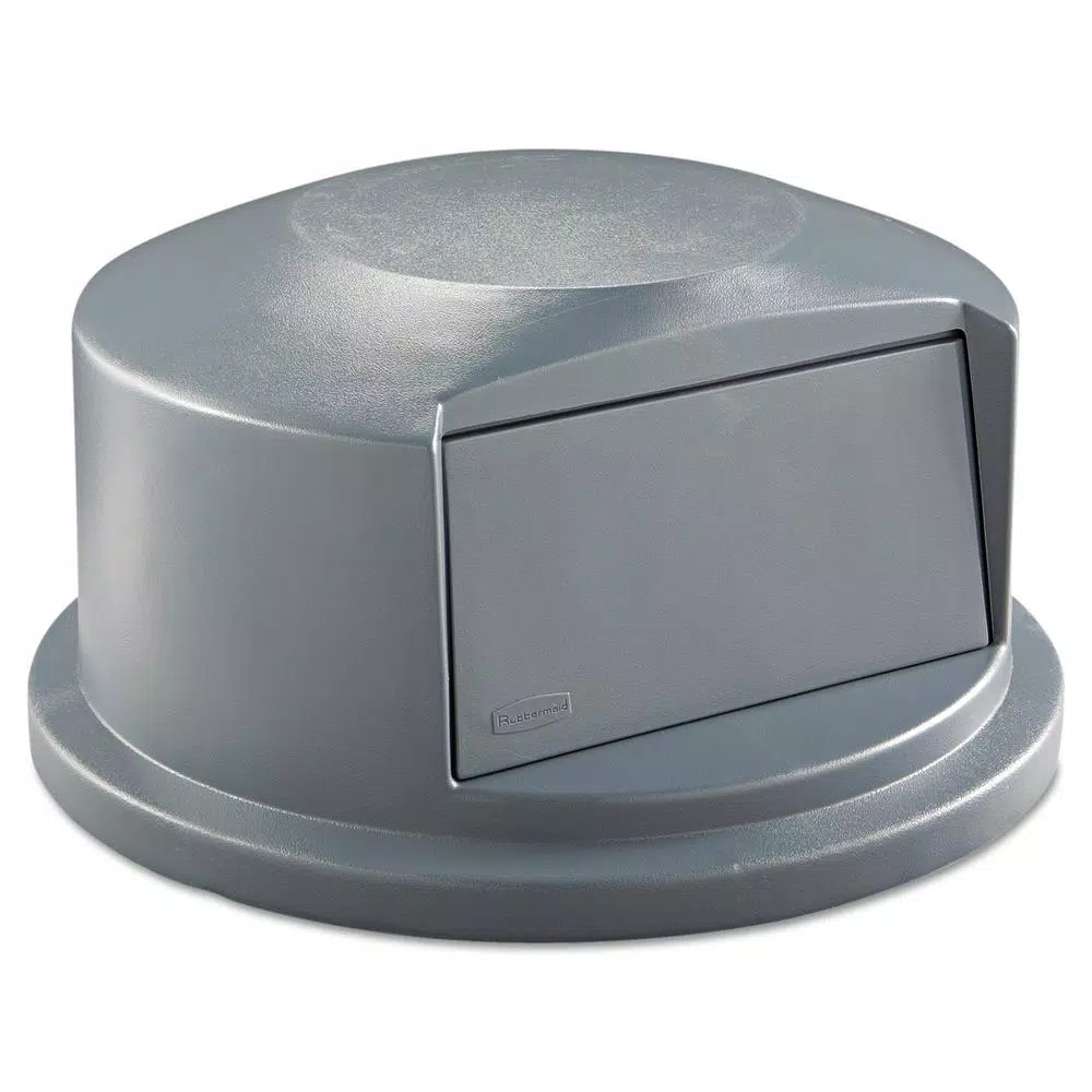 Rubbermaid Commercial Products Rubbermaid Commercial Brute 44 Gallon Round Trash Can Dome Lid with Push Door, Gray