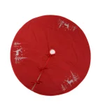 Xia Home Fashions 56 in. Deer in Snowing Forest Round Christmas Tree Skirt, Red thumbnail 1
