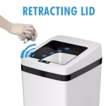 iTouchless 14 Gal. White Stainless Steel Touchless Motion Sensing Trash Can with Space-Saving Sliding Lid thumbnail 2