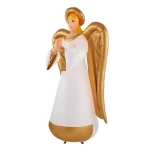 Airblown 8 ft. Inflatable Fuzzy Luxe Angel with Gold Metallic Accents - Religious Christmas Decor thumbnail 3