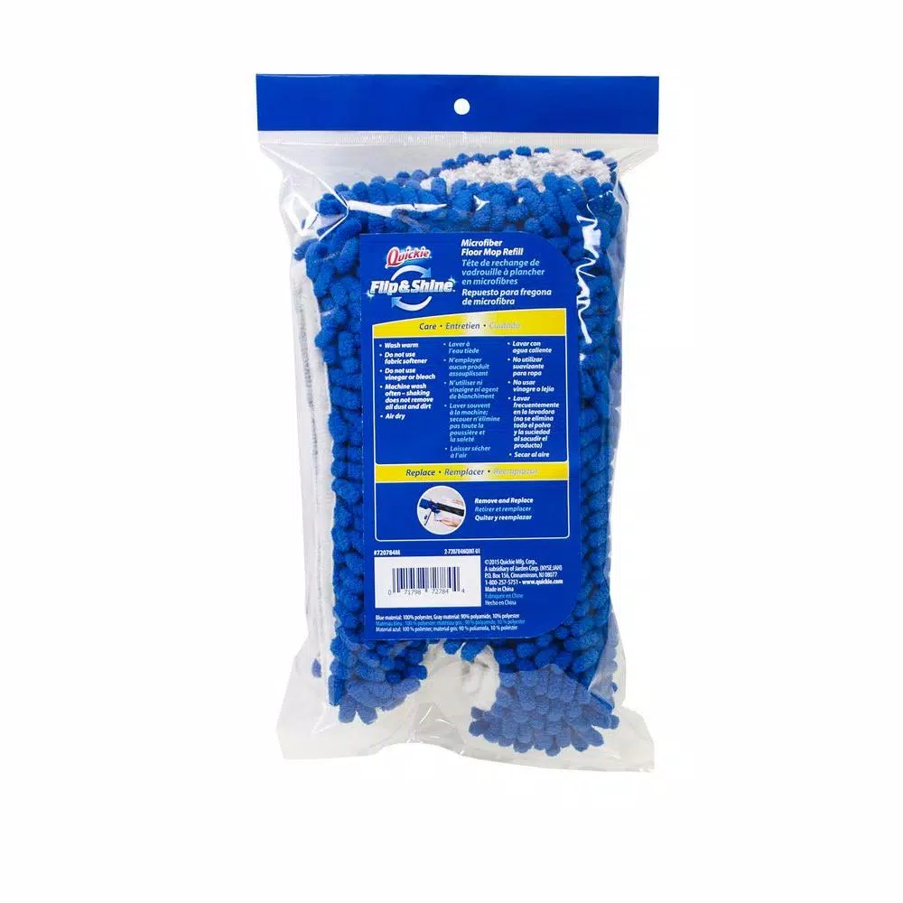 Quickie Flip and Shine Microfiber Floor Mop Refill, Dual Sided Replacement Mitt