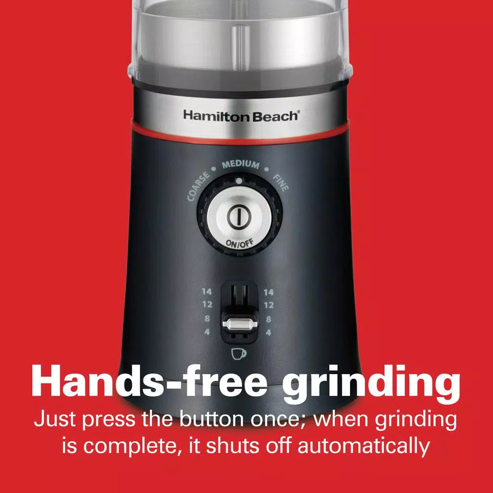 Hamilton Beach Custom Grind 5 oz. Black Blade Coffee Grinder, Electric with Removable Stainless Steel Chamber