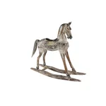 LITTON LANE Handmade Vintage Wooden Rocking Horse - Hand-Carved Albizia Wood with Ornamental Saddle thumbnail 5