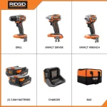 RIDGID 18V SubCompact Brushless Cordless 3-Tool Combo Kit with (2) 2.0 Ah Batteries, Charger and Bag thumbnail 2