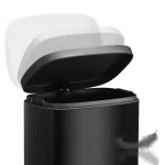 Boyel Living 13 Gallon Stainless Steel Rectangular Kitchen Step Trash Can with Black Lid thumbnail 3