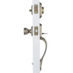 Kwikset Belleview Antique Brass Single Cylinder Handleset with Tylo Knob and SmartKey Security thumbnail 4