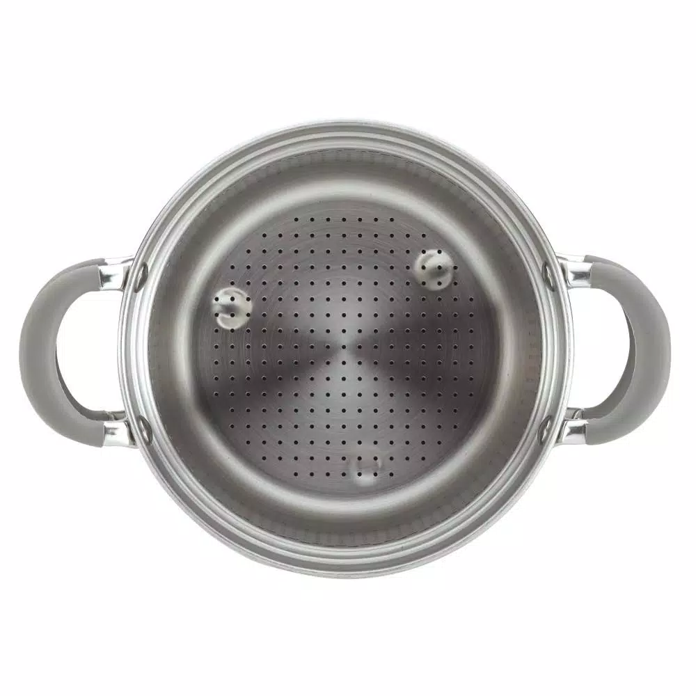 Circulon Elementum 5 Qt. Hard-Anodized Nonstick Multipot with Steamer Insert, Oyster Gray