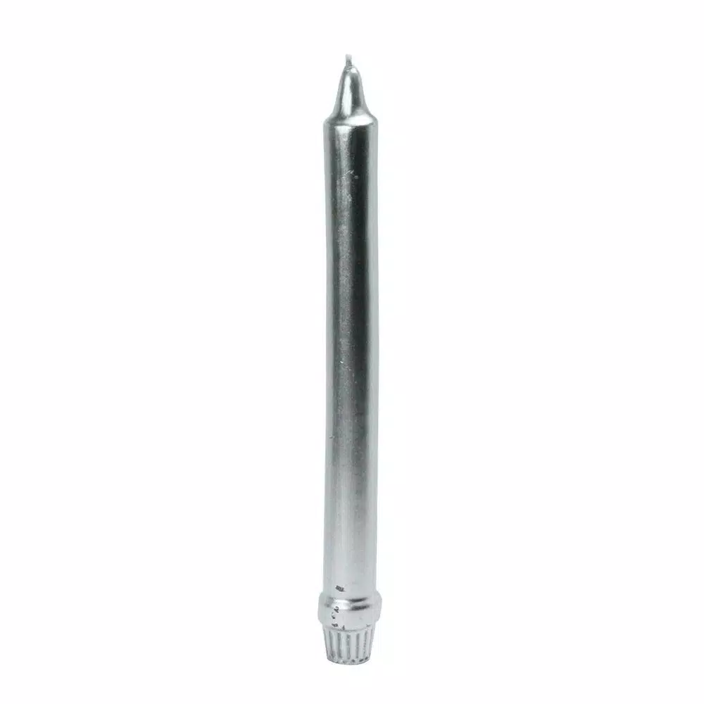 Zest Candle 10 in. Metallic Silver Taper Candle for Formal Events and Holiday Decor
