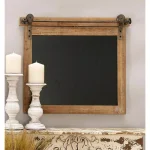 LITTON LANE Rectangular Wooden Chalkboard Memo Board with Rustic Iron Rail thumbnail 1