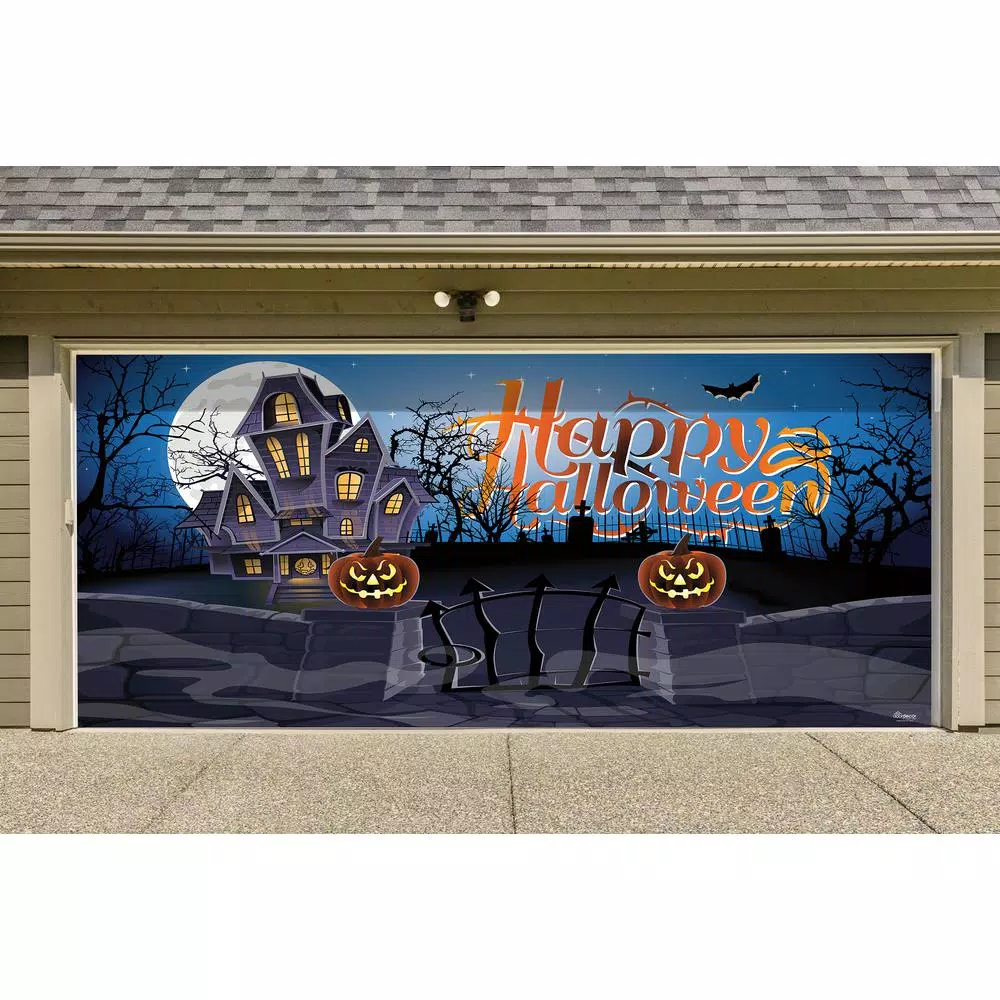 My Door Decor 7 ft. x 16 ft. Haunted Mansion Halloween Garage Door Banner Mural