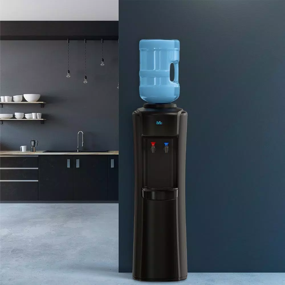 Brio Top Loading Water Cooler Dispenser - Hot and Cold Water, Black with Stainless Steel Reservoirs