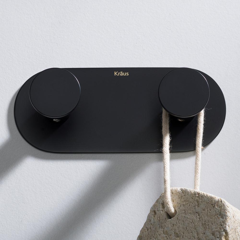 KRAUS Elie Double Robe and Towel Hook, Matte Black