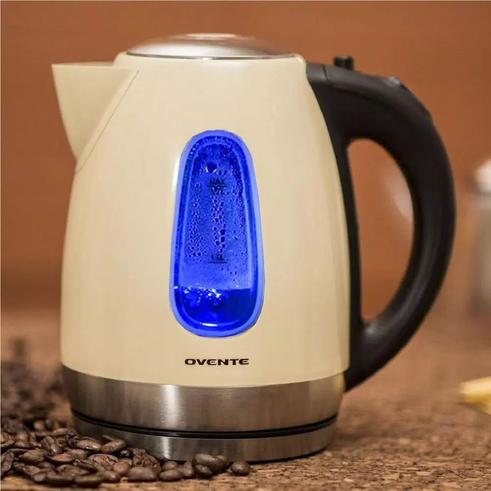 Ovente KS96 1.7L Stainless Steel Electric Kettle, 1100W Rapid Boil, Beige