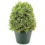 National Tree Company 15 in. Artificial Boxwood Bush in Dark Green Round Plastic Urn thumbnail 1