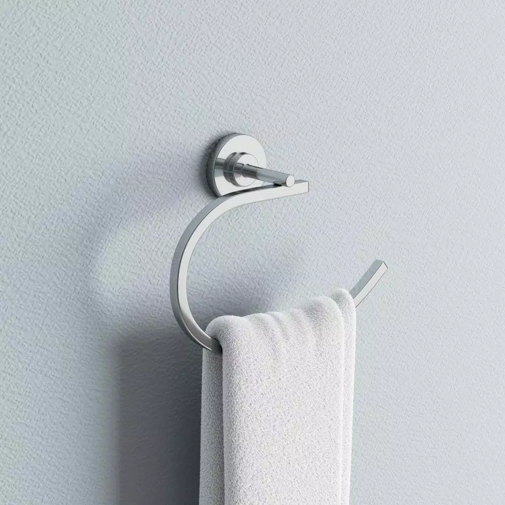 Fresca Alzato Chrome Towel Ring by Fresca - Heavy Duty Brass Hand Towel Holder