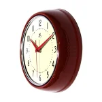 Infinity Instruments 9.5 in. Red Retro Round Metal Wall Clock thumbnail 4
