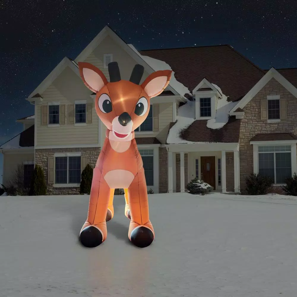 Fraser Hill Farm 15 ft. Pre-Lit Reindeer Christmas Inflatable with Moving Head
