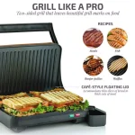 Ovente 1000W Copper Electric Panini Press Grill, 2-Slice Sandwich Maker with Drip Tray thumbnail 2