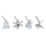 Haute Decor Silver MantleClip Stocking Holder with Assorted Holiday Icons, 4-Pack thumbnail 1