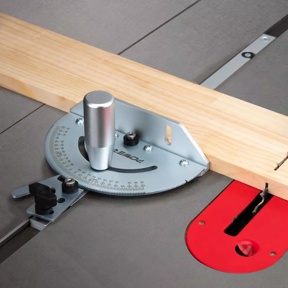 POWERTEC Aluminum Deluxe Miter Gauge for Table Saw with 120 Angle Stops