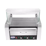 Great Northern Popcorn Commercial 9-Roller Hot Dog Grill with Bun Warmer & Stainless Steel Cover thumbnail 1