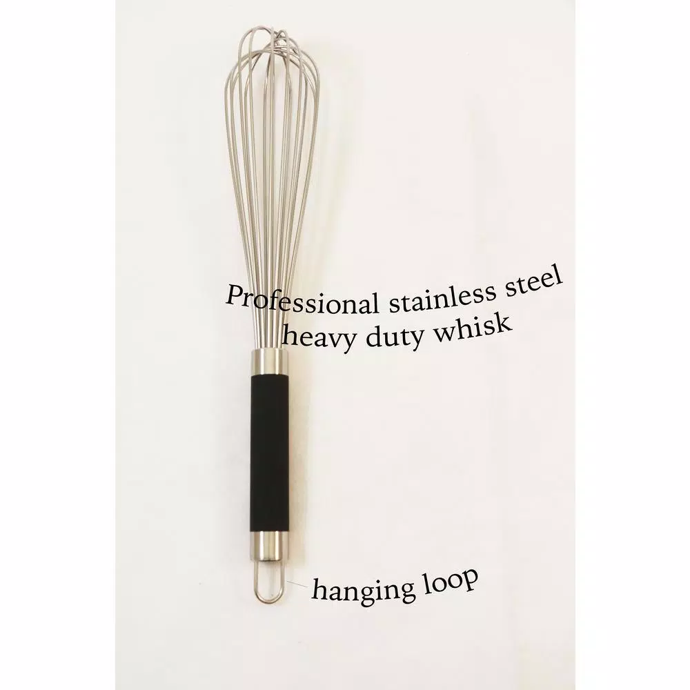 ExcelSteel 14 in. Professional Stainless Steel Heavy Duty Whisk with Non-Slip TPR Grip