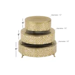 LITTON LANE Gold Iron and Glass Mosaic Round Cake Stand Set of 3 thumbnail 3