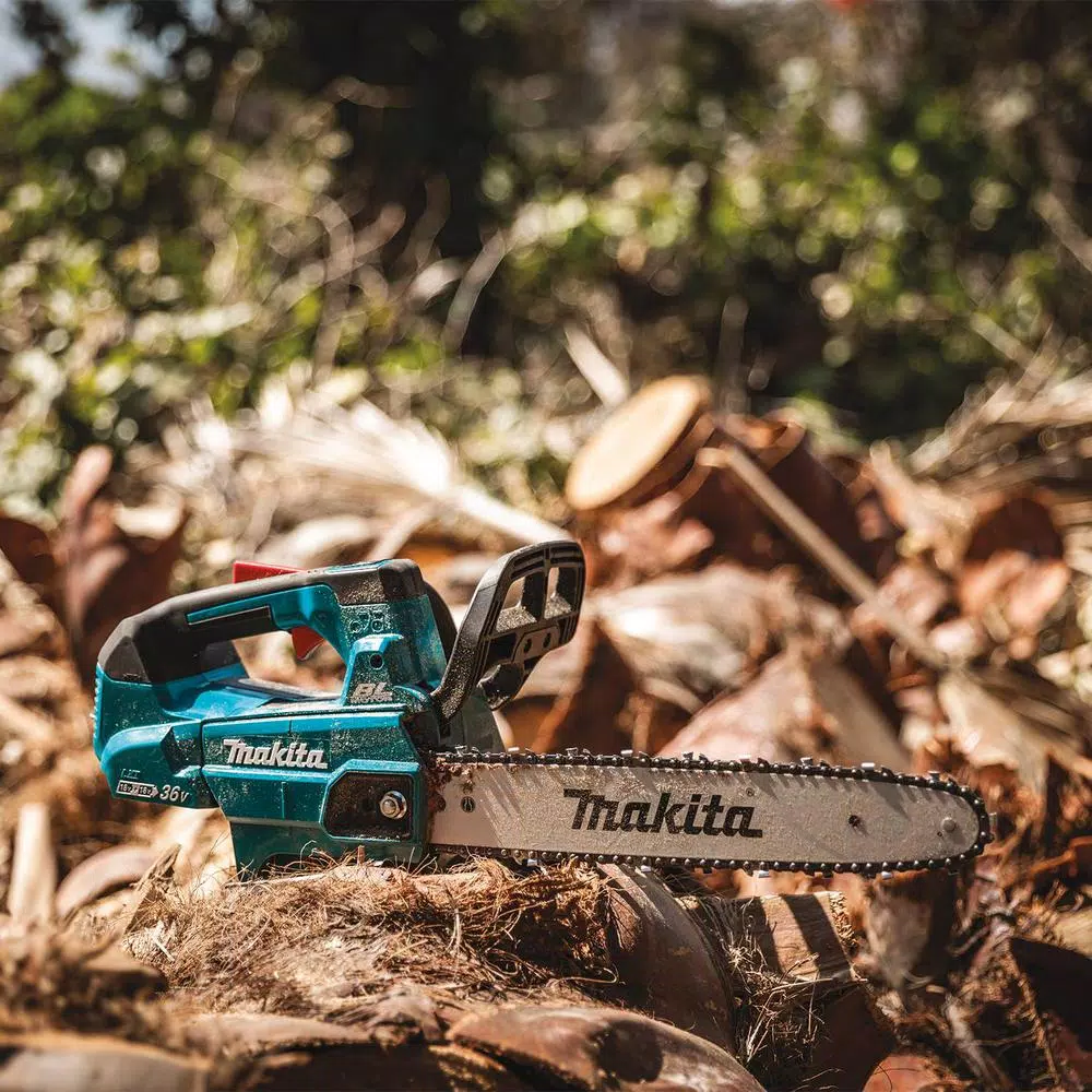 Makita 18V X2 LXT 36V Cordless Blower and 14 in. Top Handle Chainsaw Combo Kit with (2) 5 Ah Batteries & Charger