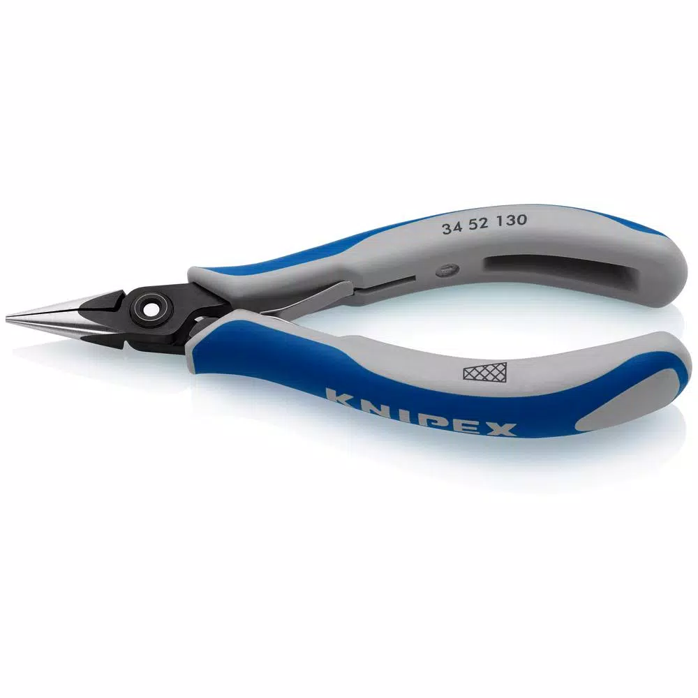 KNIPEX 5-1/4 in. Precision Electronics Gripping Pliers with Half-Round Cross Hatched Jaws