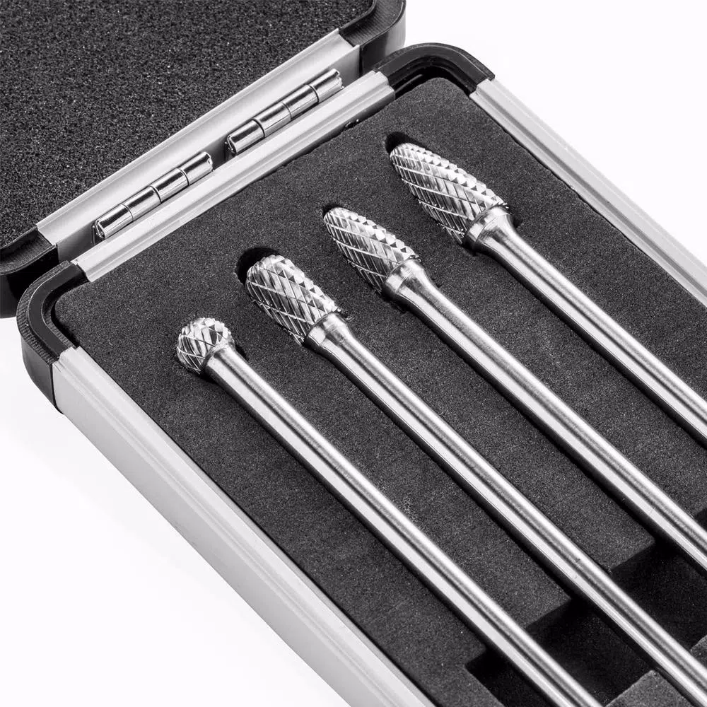 XtremepowerUS 6 in. Long Reach Double Cut Carbide Rotary Burr Bit Set, 4-Piece