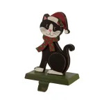 Glitzhome 7.76 in. Wooden Metal Cat Christmas Stocking Holder thumbnail 2